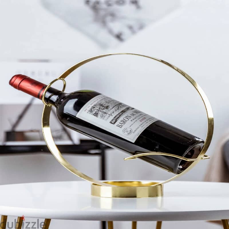 Round Wine Bottle Holder – Minimalist Gold Rack for Wine Lovers 5