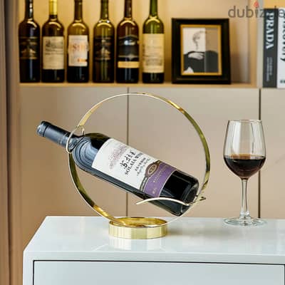 Round Wine Bottle Holder – Minimalist Gold Rack for Wine Lovers