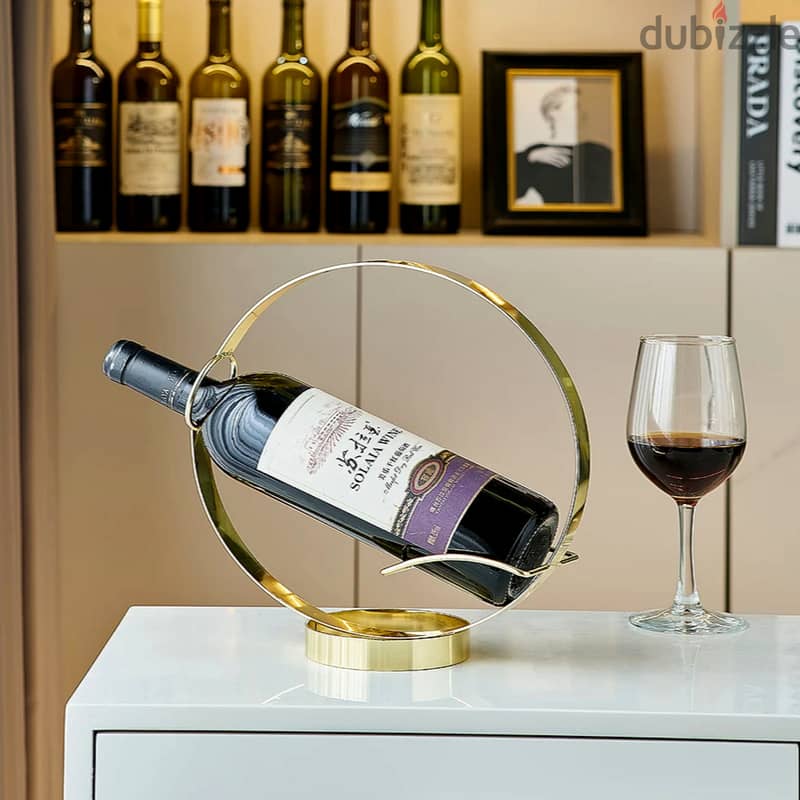 Round Wine Bottle Holder – Minimalist Gold Rack for Wine Lovers 2