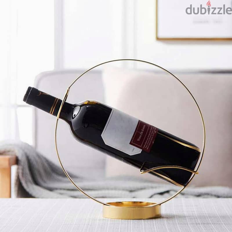 Round Wine Bottle Holder – Minimalist Gold Rack for Wine Lovers 7