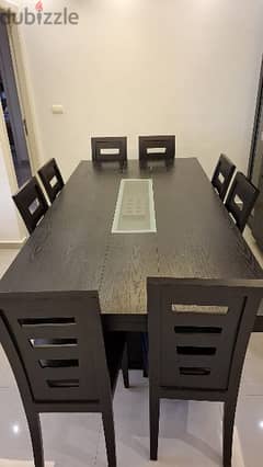 Dining table , 8 chairs, 260x120 cmm