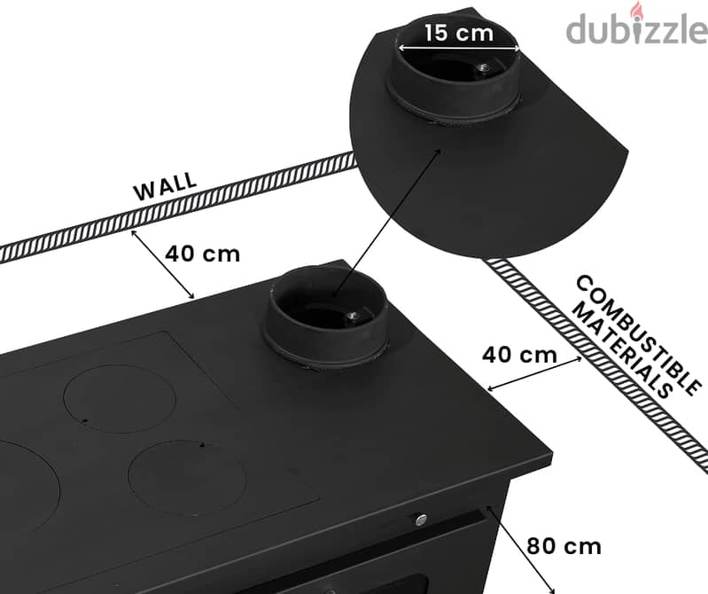 Wood Stove Chimeny صوبا مدفئة حطب طباخ مع فرن تركية 8