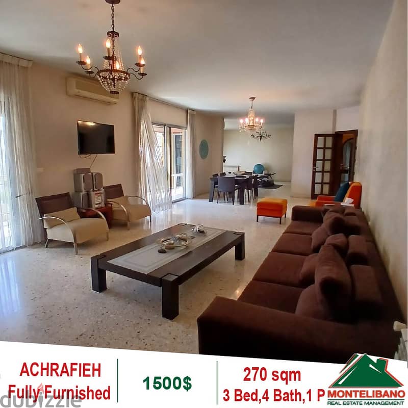 1500$!! Fully Furnished Apartment for rent located in Achrafieh 0