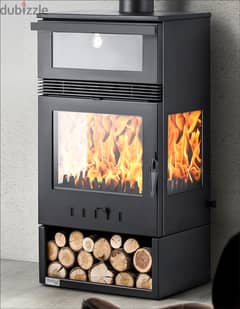 صوبا شمنيه حطب مع فرن معجنات ومروحة 3 واجهات زجاج Wood Stove Chimeny 0