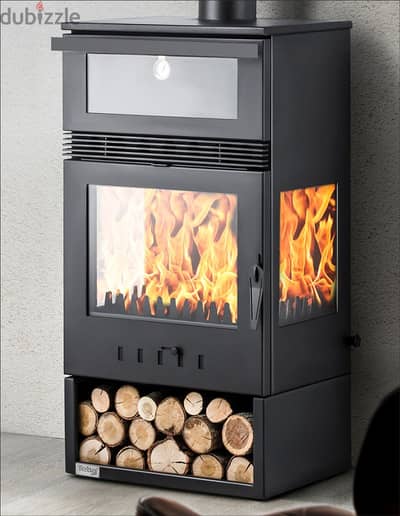 صوبا شمنيه حطب مع فرن معجنات ومروحة 3 واجهات زجاج Wood Stove Chimeny