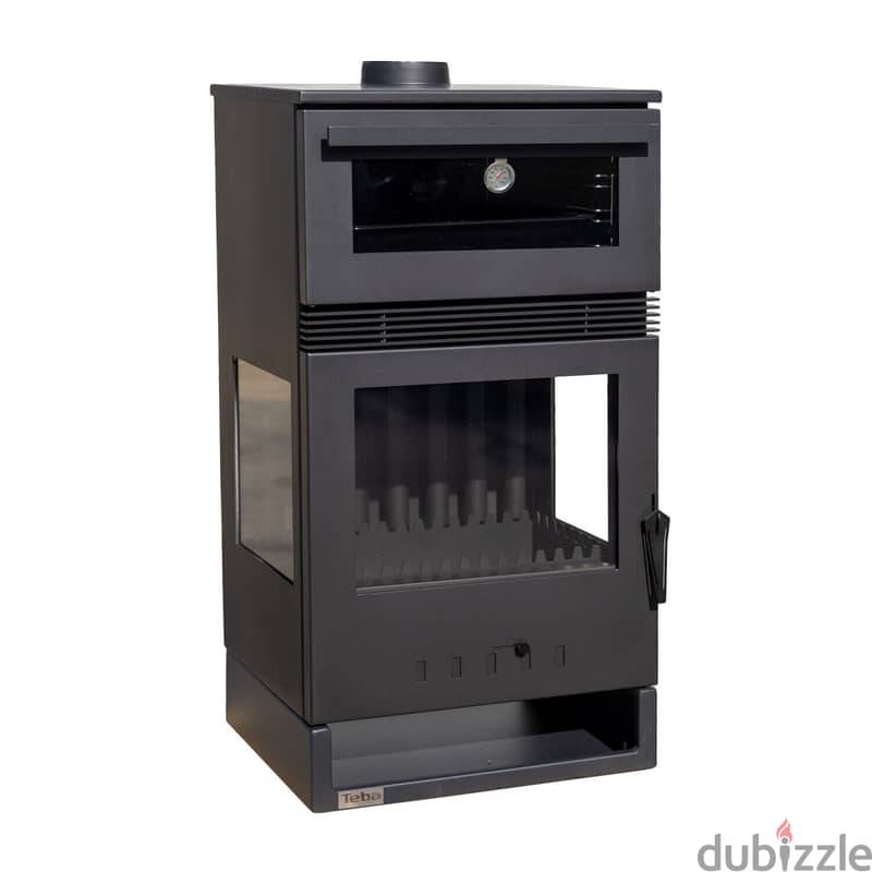 صوبا شمنيه حطب مع فرن معجنات ومروحة 3 واجهات زجاج Wood Stove Chimeny 4