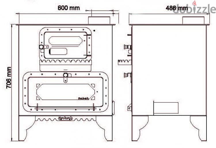 Upright Wood Stove  شمنيه  صناعة تركي صوبا مدفئ حطب تركية 60*48.6 سنتم 3