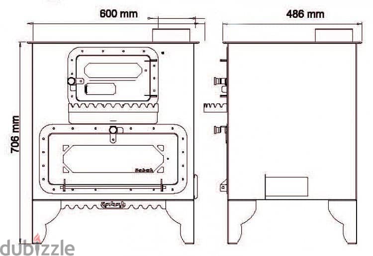 Upright Wood Stove  شمنيه  صناعة تركي صوبا مدفئ حطب تركية 60*48.6 سنتم 4