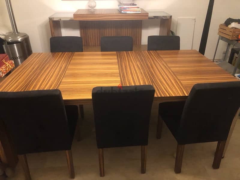 dining table with a bar zebrano wood 1