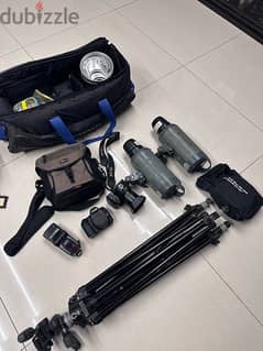 Canon 6D, Canon xc15, 2 Flash Visico,1 Tripod Manfrotto, Flash Canon 0