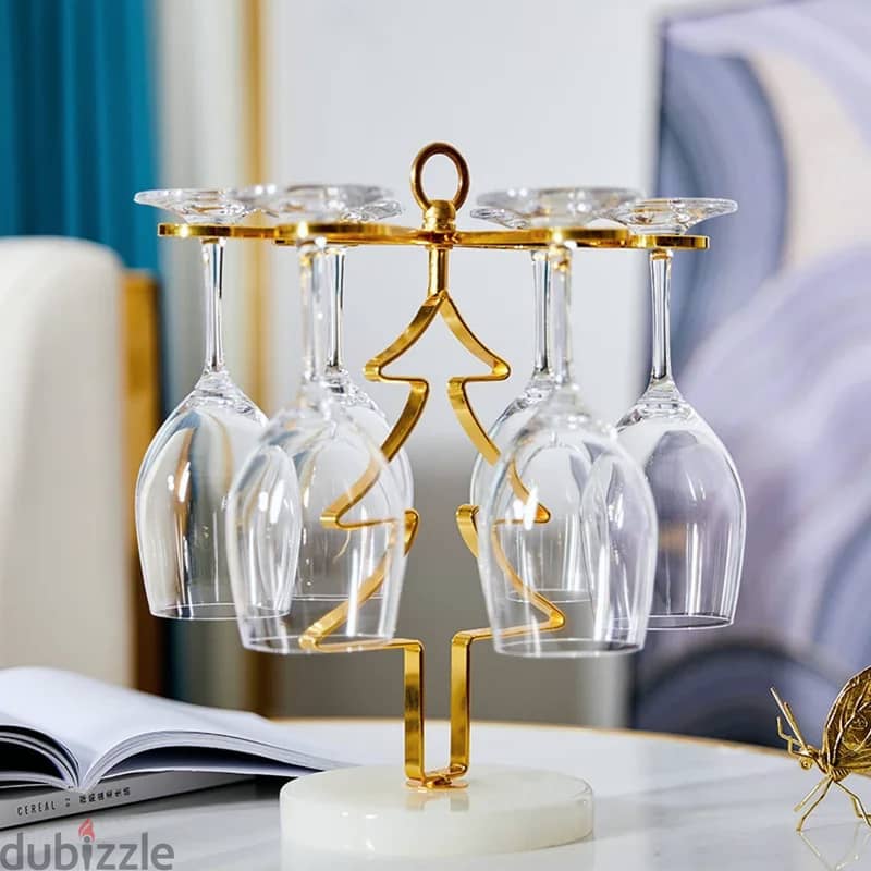 Christmas Tree Glass Holder, Golden Wine Rack for 6 Glasses 6