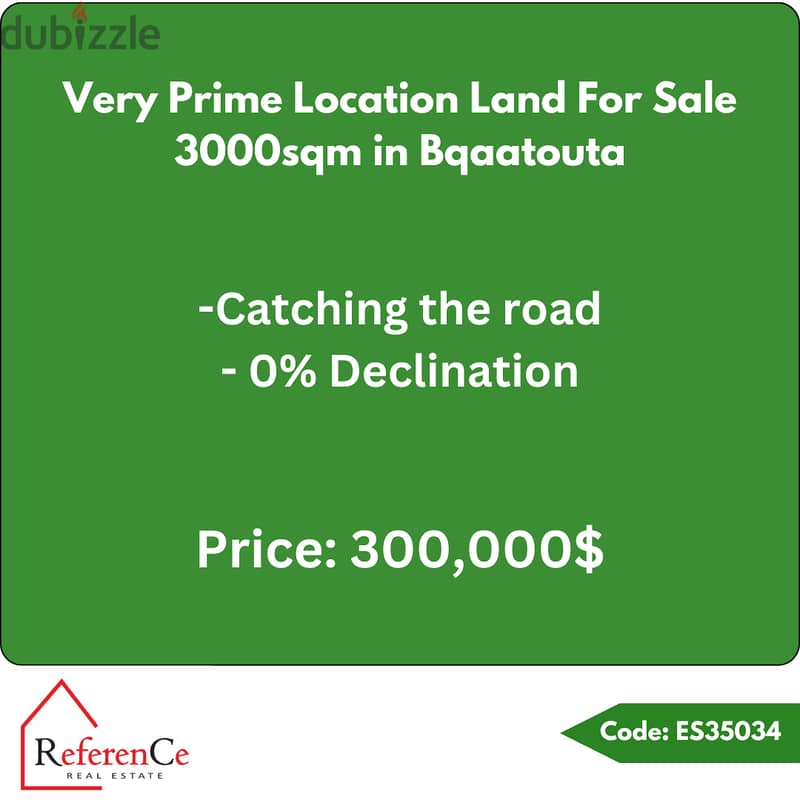 Prime location land in Bqaatouta أرض بموقع مميز في بقعتوتا 0