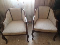 classical living room, Mogano Wood, 3 seaters, Arm chairs