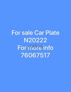 Car Plate for sale N20222 0