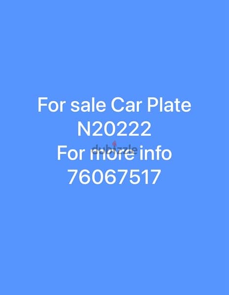 Car Plate for sale N20222 0