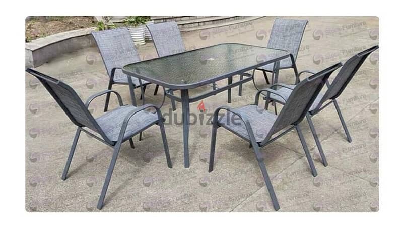 Outdoor Glass Table with 6 chairs 0