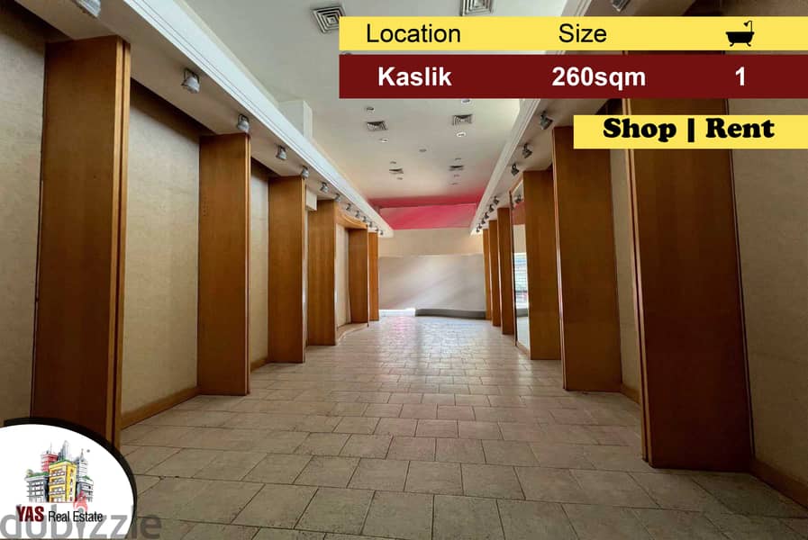 Kaslik 260m2 | Shop | Rent | Active Street | New | EH | 0