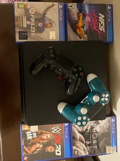 PlayStation 4 slim with 2 consuls and 4 cd