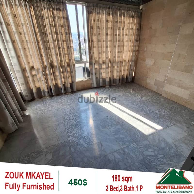 450$ Fully Furnished Apartment for rent in Zouk Mkayel 2