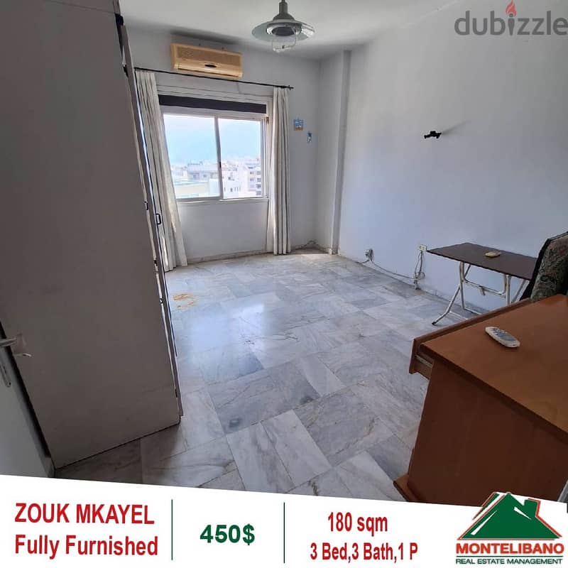 450$ Fully Furnished Apartment for rent in Zouk Mkayel 3