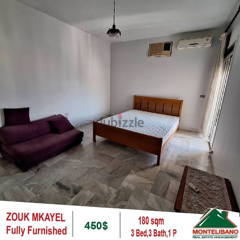 450$ Fully Furnished Apartment for rent in Zouk Mkayel 5