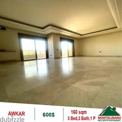 600$!! Apartment for rent located in Awkar