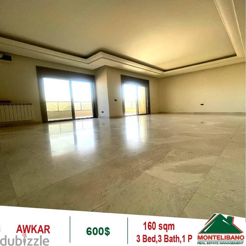 600$!! Apartment for rent located in Awkar 0