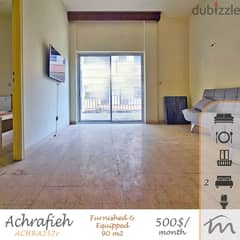 Ashrafieh | Semi Furnished & Equipped 90m² | Balcony | 2 Bedrooms 0