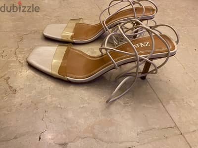 Zara White Half Heels New Condition size 39 fits 38