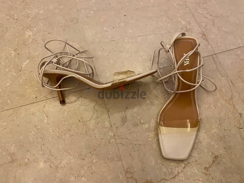 Zara White Half Heels New Condition size 39 fits 38 5