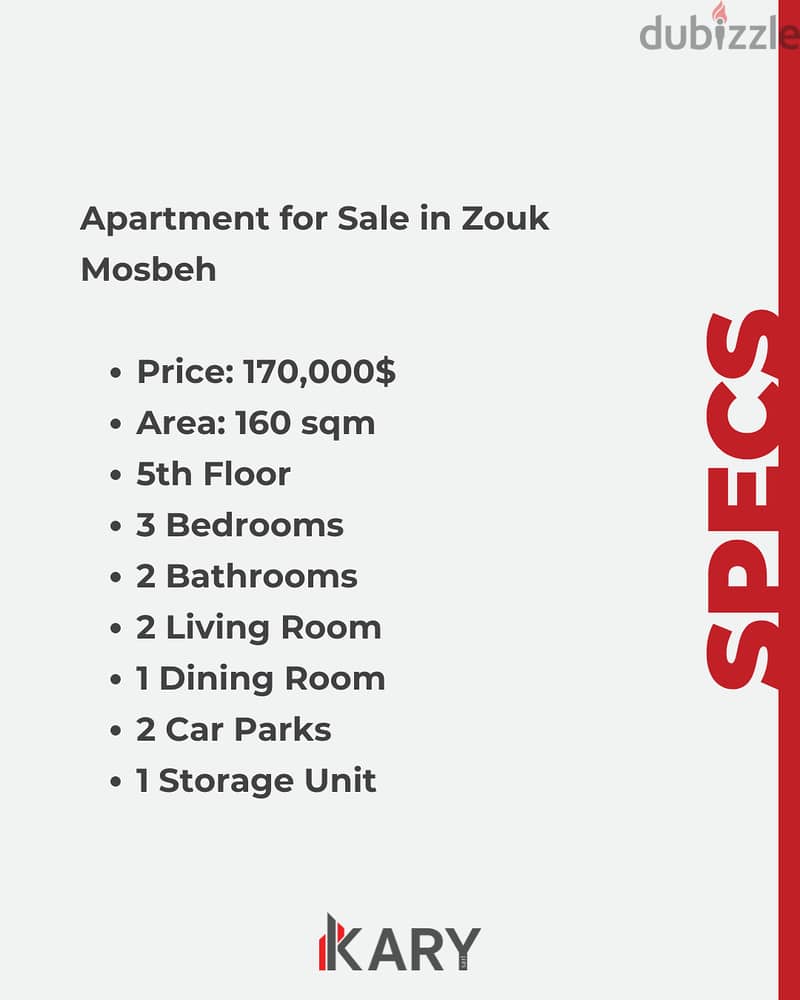 Apartment for Sale in Zouk Mosbeh - شقة للبيع في ذوق مصبح 2