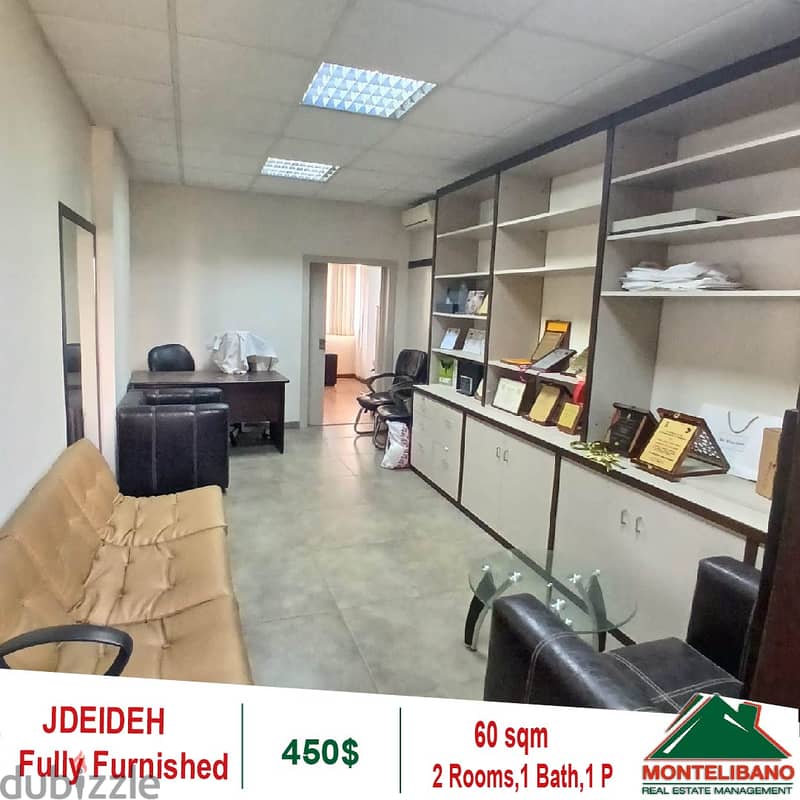 450$!! Fully Furnished Office for rent in Jdeideh 1