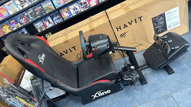 gaming chair Xline + Logitech racing wheel G29 with shifter used 0