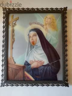 St. Rita vintage backlit photo plus metallic frame 28*33cm