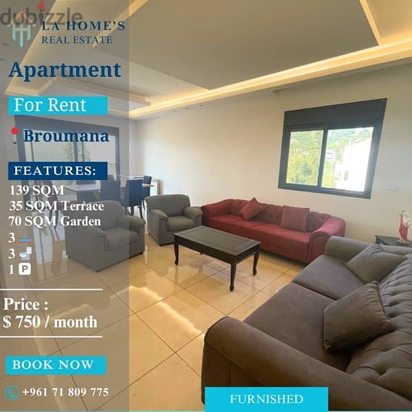 apartment for rent in broumana شقة الايجار في برومانا 0