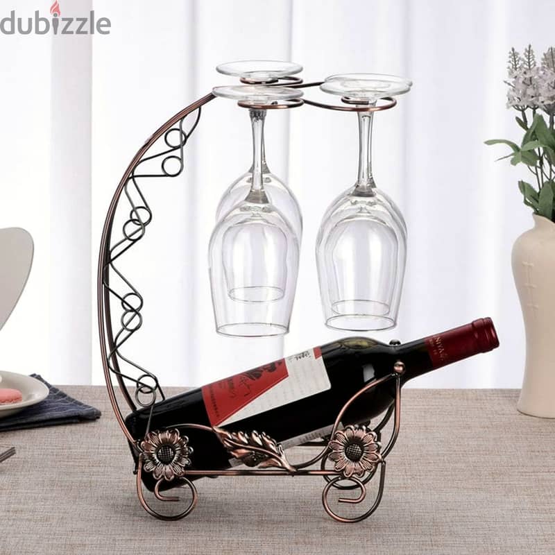 Dragon Boat Wine Rack – Gold Wine Bottle Holder, Floral Accents 5