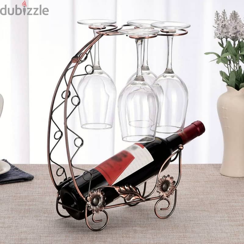 Dragon Boat Wine Rack – Gold Wine Bottle Holder, Floral Accents 6