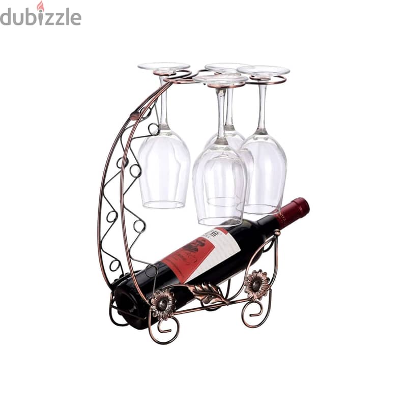 Dragon Boat Wine Rack – Gold Wine Bottle Holder, Floral Accents 7