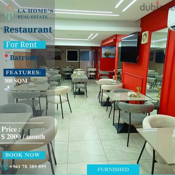 Restaurant for rent in Batroun مطعم الايجار في البترون 0