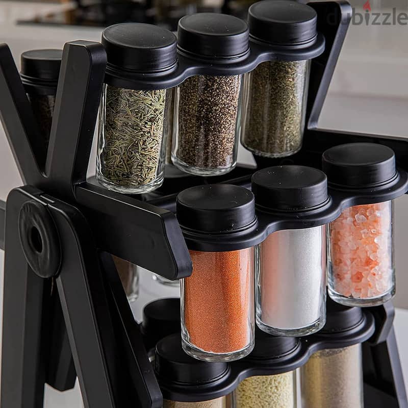 Rotating Spice Rack Organizer with 18 Glass Spice Jars 5