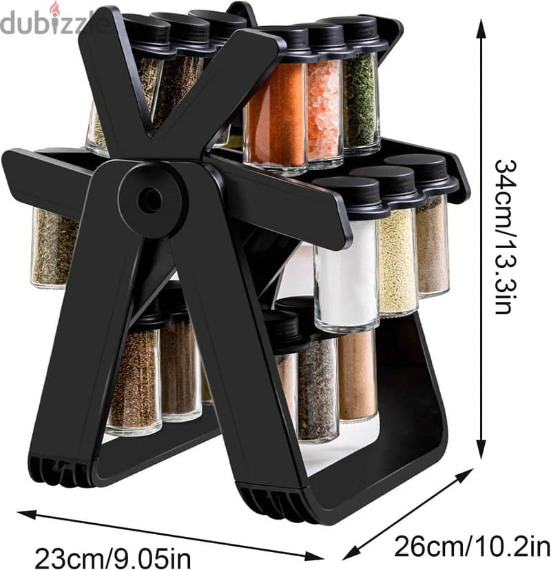 Rotating Spice Rack Organizer with 18 Glass Spice Jars 1