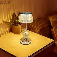 Golden Crystal Table Lamp, 3-Level Dimmable, Cordless LED Light