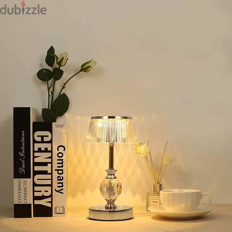 Golden Crystal Table Lamp, 3-Level Dimmable, Cordless LED Light 4