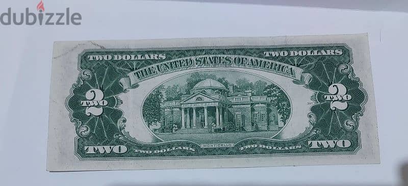 Two USA Dollars Red Seal Banknote  Jefferson Memorial year 1953 1