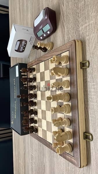 Authentic Wood Chess Board & Chess Clock 4