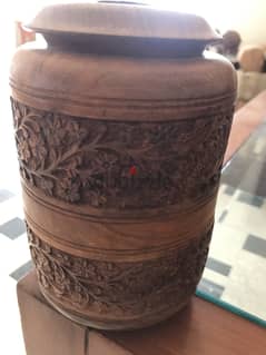 Sugar/coffee pot deep hand crafted wooden 0