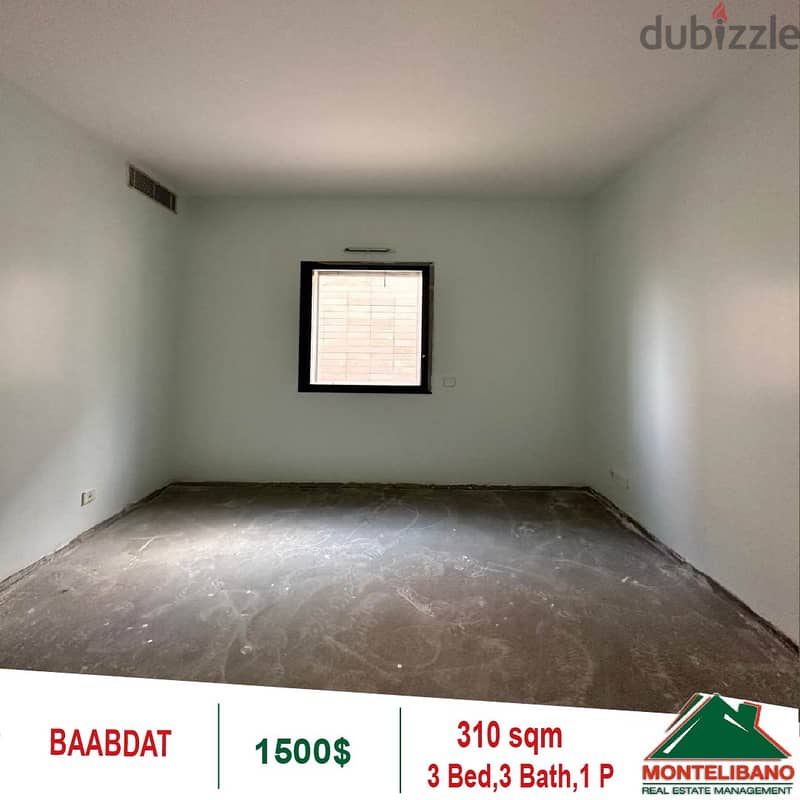 1500$!! Apartment for rent located in Baabdat 2