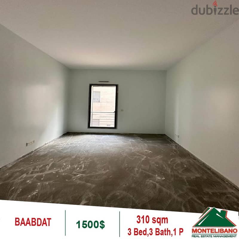 1500$!! Apartment for rent located in Baabdat 3