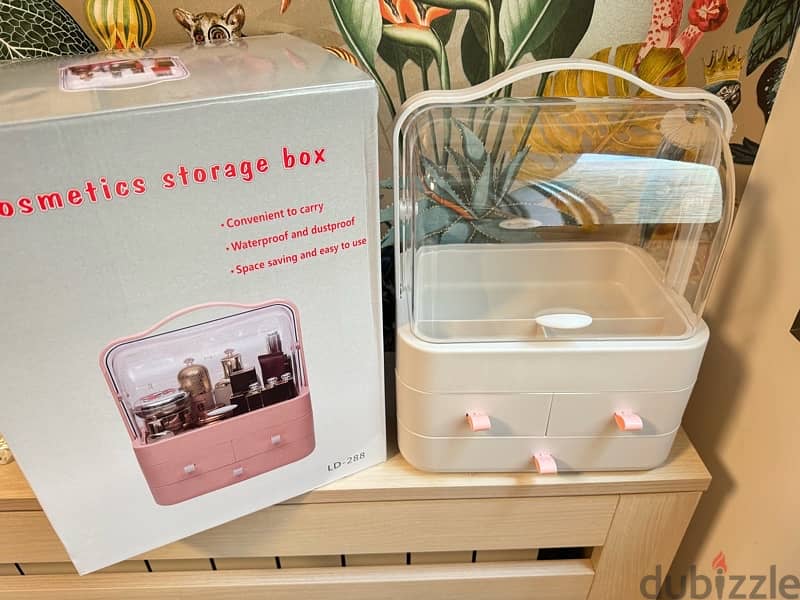 makeup and skincare storage box available in white and pink colors 0