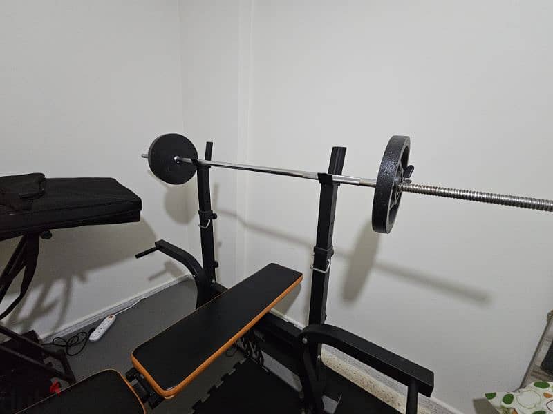 Adjustable bench+4 floor mat+barbell+2 dumbells+70kg weight 2